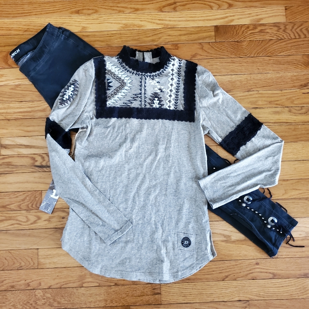 DOUBLE D RANCH Embroidered Western Top Long Sleeve Shirt Blouse